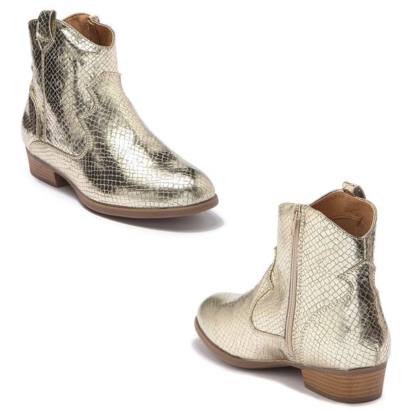 Report Other - New Report Girls Khatia Snake Embossed Western Cowboy Boots Gold Metallic Size 5